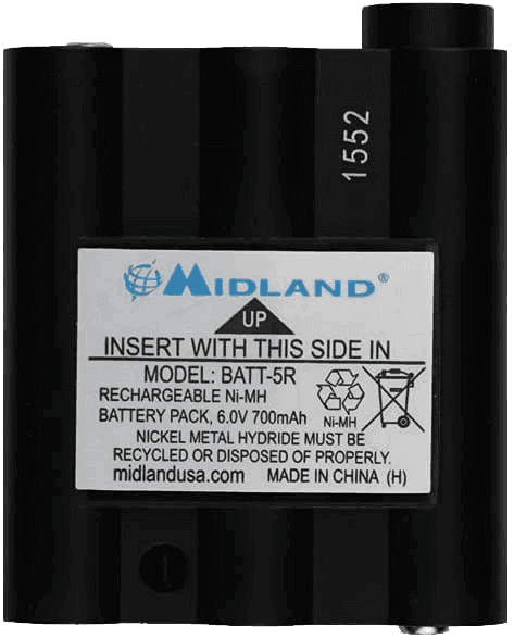 Original Midland BATT-5R for Radio Pair of GXT Battery 6V Ni-MH Rechargeable Battery Commerical Battery, Rechargeable BATT-5R MIDLAND